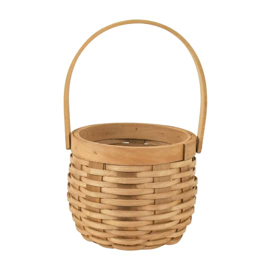 6" Natural Woven Round Chip Wood Basket with Handle by Ashland®